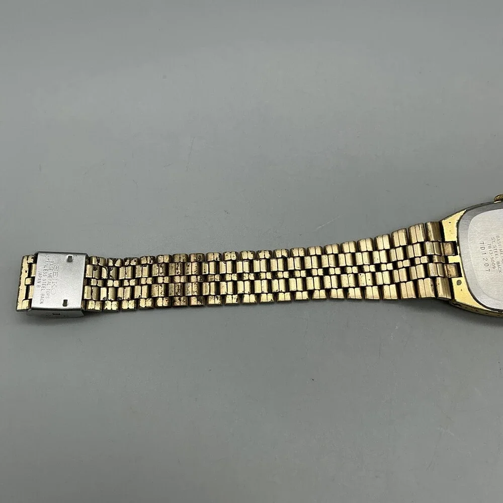 Vintage Seiko Mens Watch 31mm Gold Tone Day Date 7813-5009 New Battery